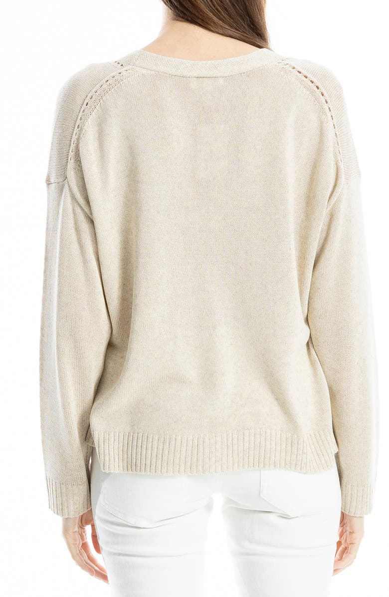 MAX STUDIO Pointelle Detail Cardigan, Alternate, color, Oyster