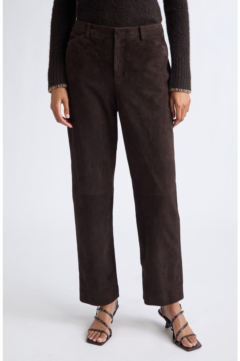 Mid-Rise Suede Pants, Main, color, MIDLAND