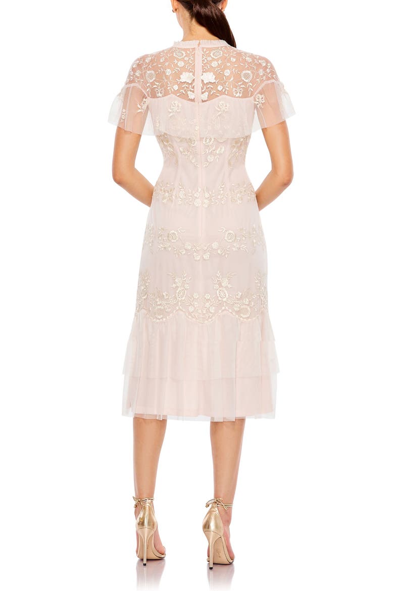 High Neck Mesh Embroidered Dress, Alternate, color, BLUSH