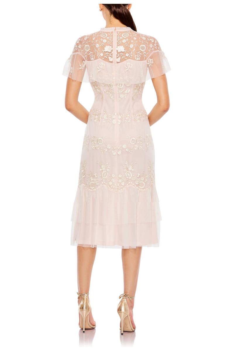 Mac Duggal High Neck Mesh Embroidered Dress, Alternate, color, Blush
