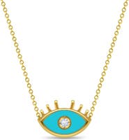 In Season Jewelry 14k CZ Enamel Evil Eye Necklace