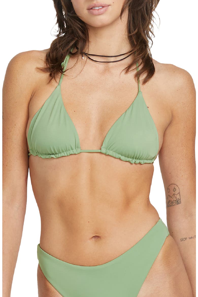 Simply Seamless Triangle Bikini Top, Main, color, GRASS GREEN