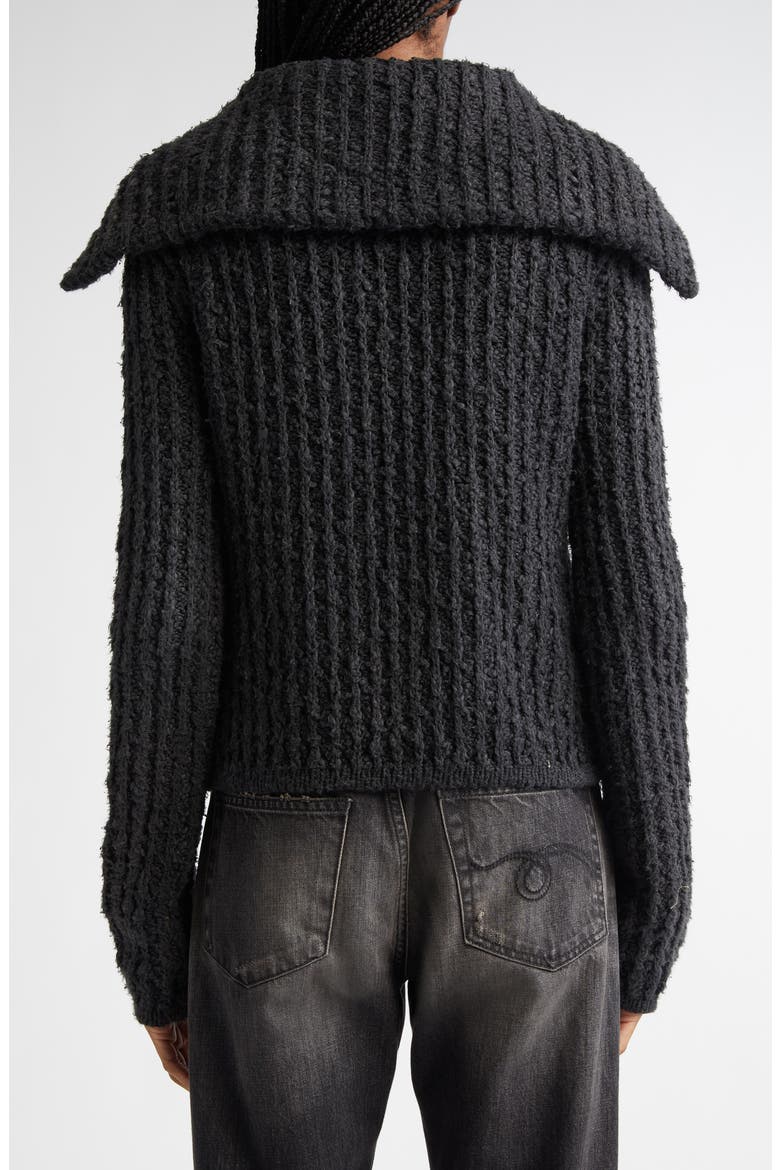 High Neck Shrunken Rib Cardigan, Alternate, color, WASHED BLACK