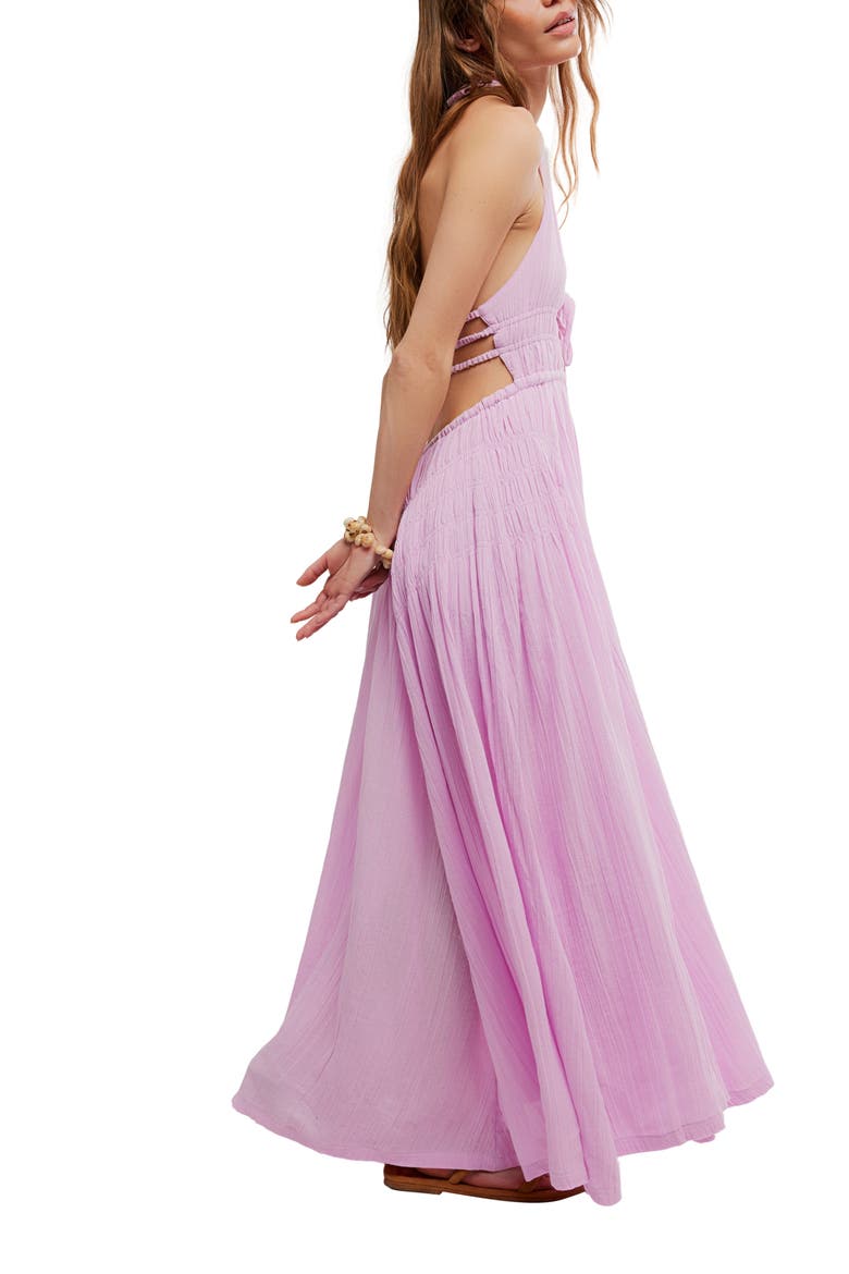 Angel Plunge Halter Neck Maxi Dress, Alternate, color, LILAC BOUQUET