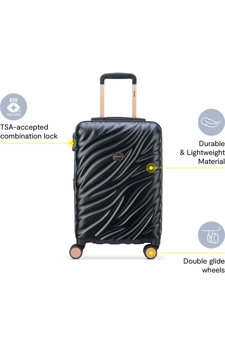 Delsey Paris Alexis Hardside 25-Inch Medium Checked Expandable Spinner Luggage, Alternate, color, Black/Rose Gold