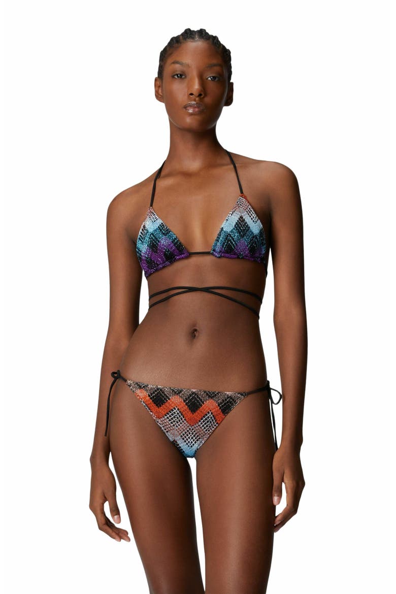 Bikini With Customizable Ties And Zig Zag Pattern, Main, color, Multicoloured