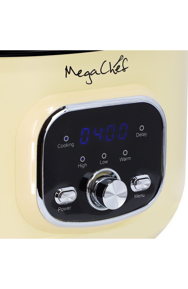 Megachef 3.7 Quart Oval Electric Digital Slow Cooker in Cream with Black Pot, Alternate, color, 