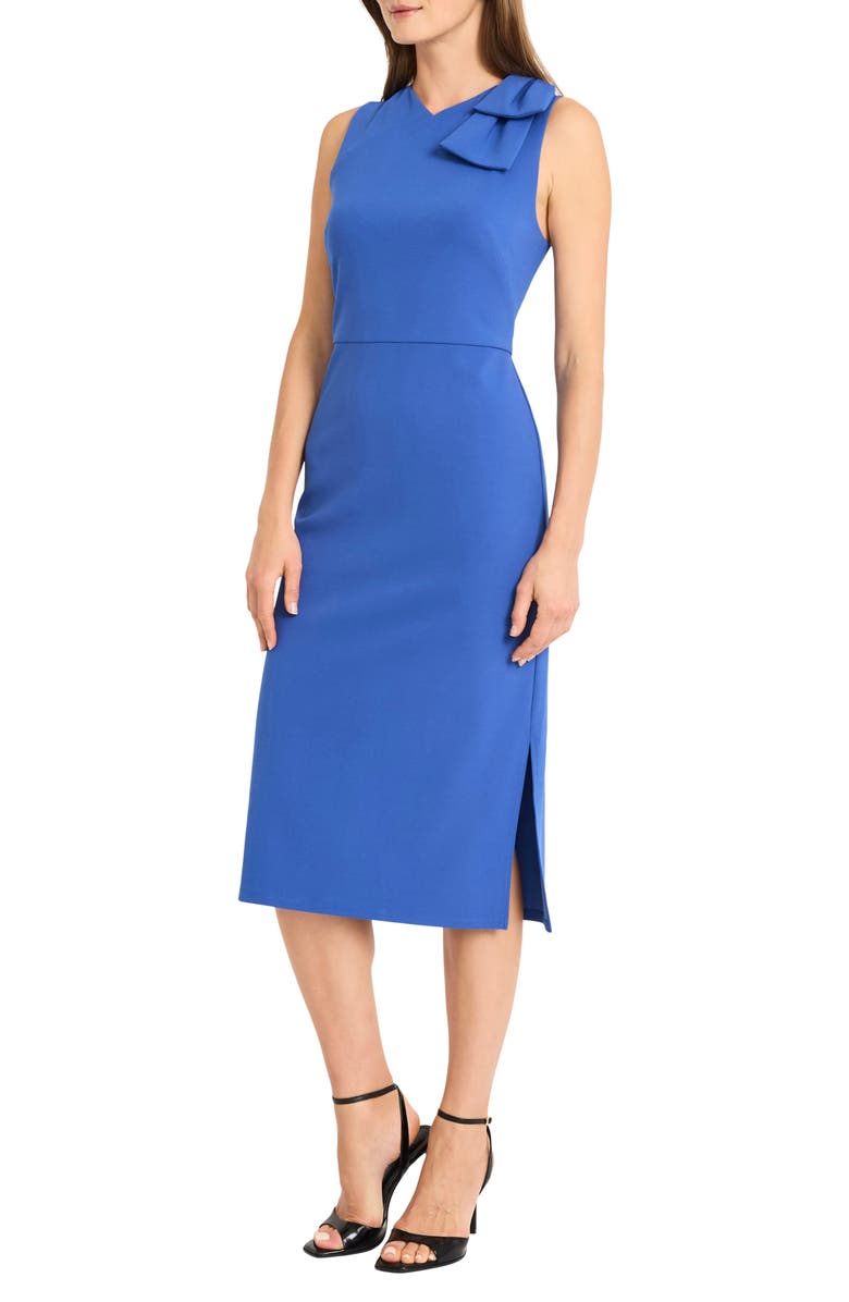 Maggy London Bow Sleeveless Midi Dress, Alternate, color, Beacoup Blue