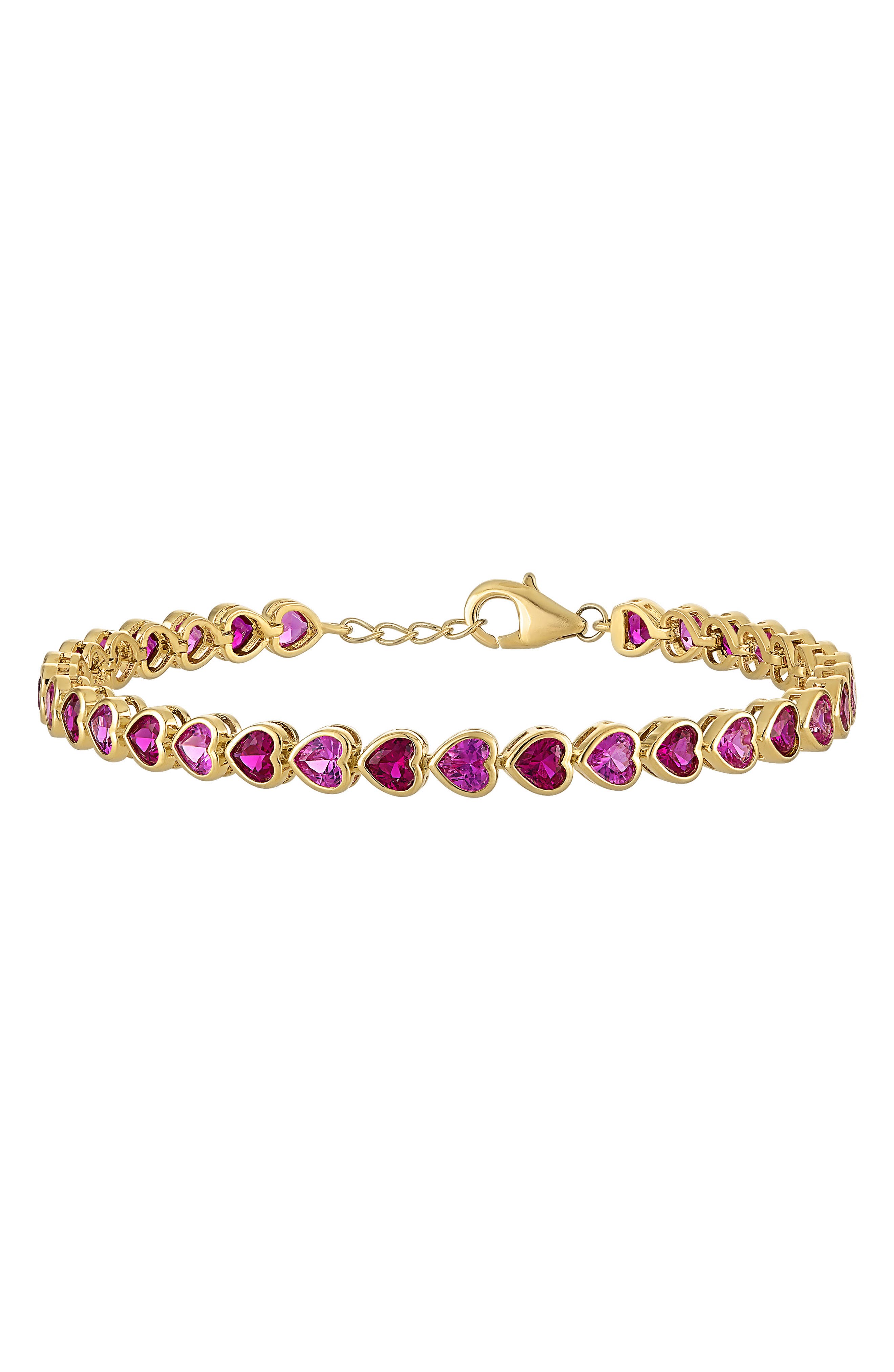 Heart Created Ruby & Created Pink Sapphire Tennis Bracelet