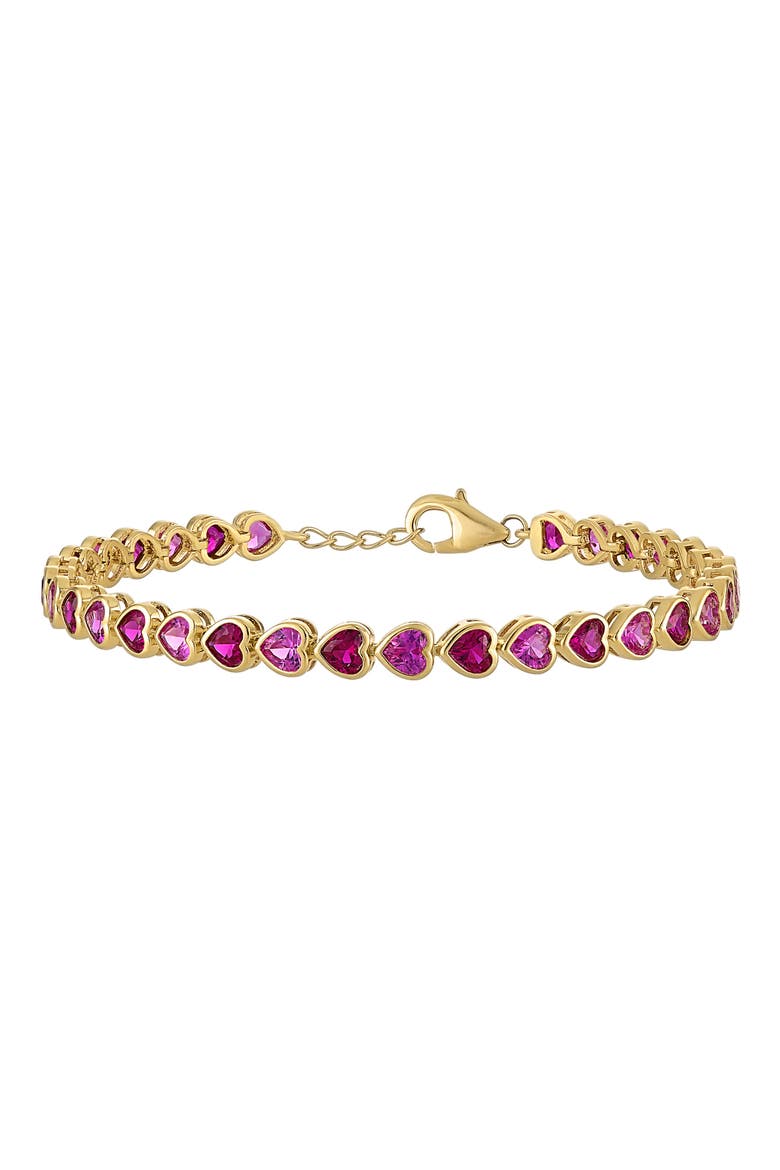 Heart Created Ruby & Created Pink Sapphire Tennis Bracelet, Main, color, YELLOW