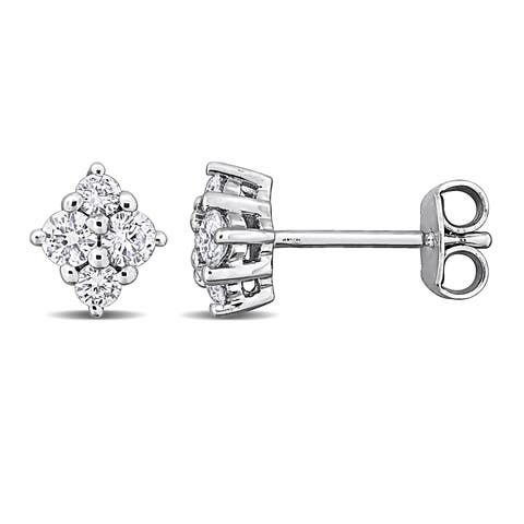 1/2 CTW Lab-Grown Diamond Cluster Stud Earrings