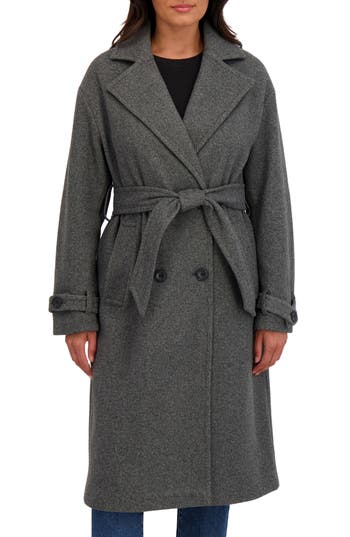 Sebby Wool Oversize Trench Coat In Gray