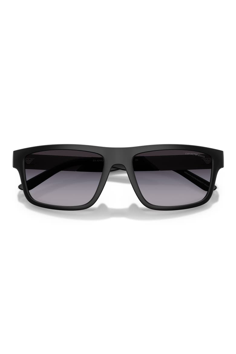 57mm Gradient Rectangular Sunglasses, Alternate, color, MATTE BLACK / GREY GRADIENT