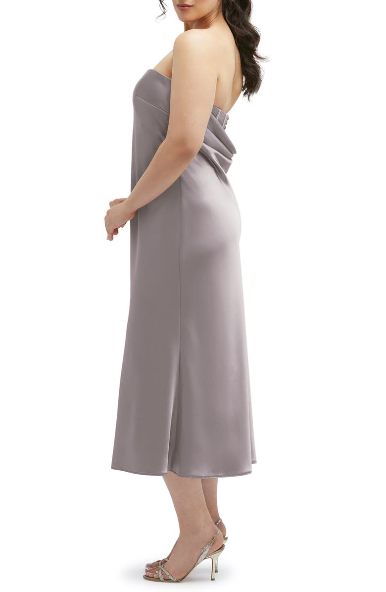 After Six Strapless Charmeuse Midi Cocktail Dress, Alternate, color, Cashmere Gray