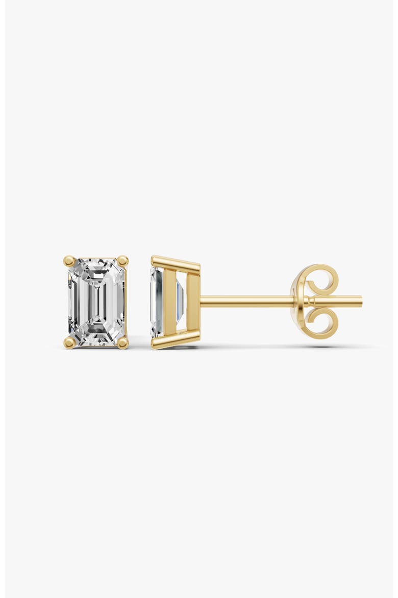 14K Gold Studs Earrings 0.5 ct Emerald Solitaire, Alternate, color, Yellow Gold