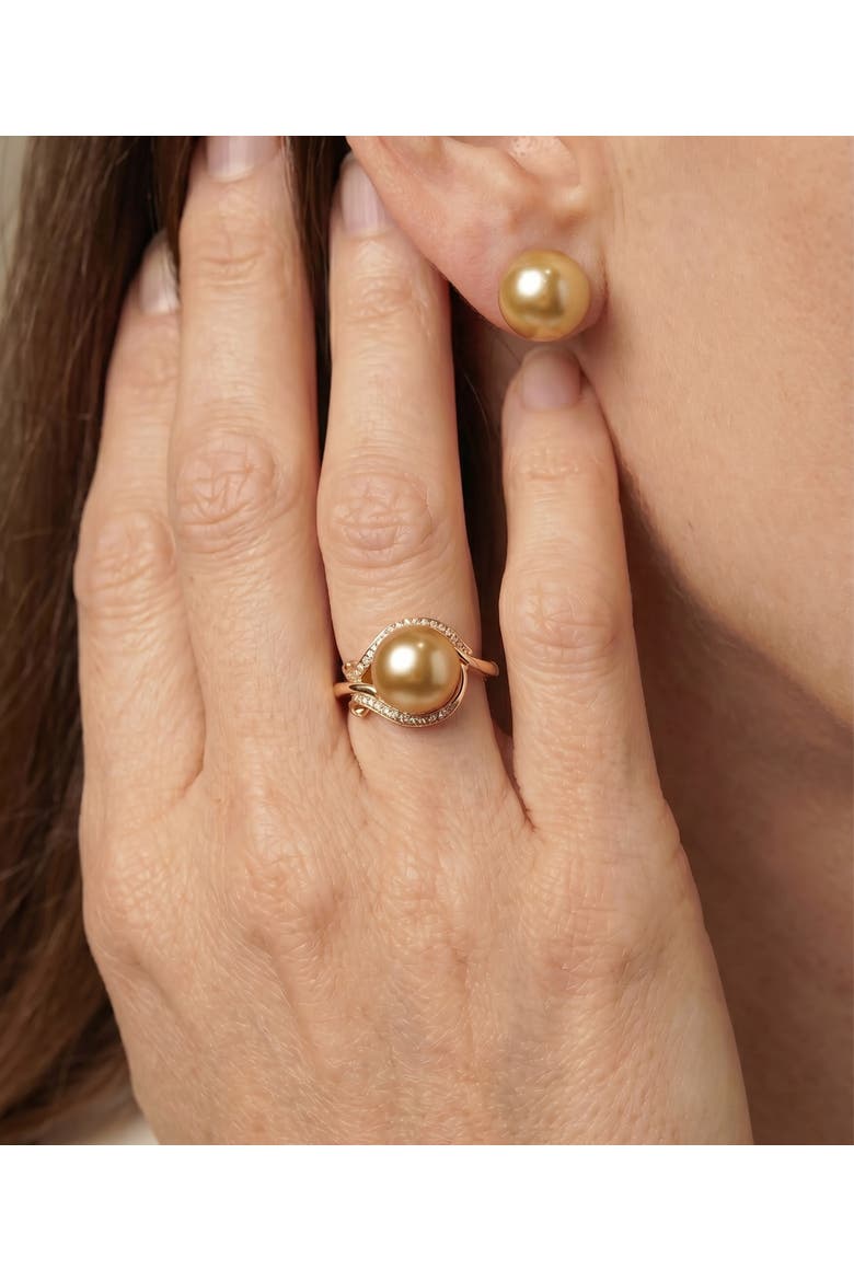 Golden Pearl & Diamond Willow Ring, Alternate, color, Yellow Gold