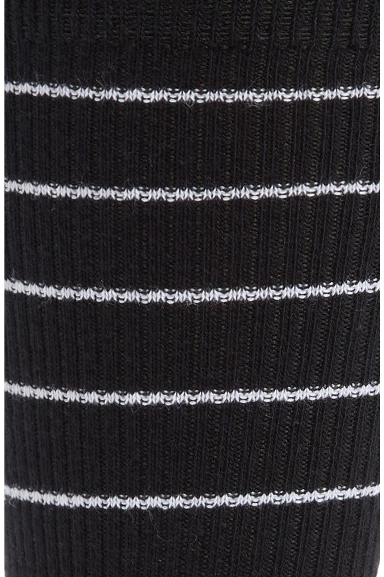 Everyday Stripe Cotton Blend Socks, Alternate, color, BLACK