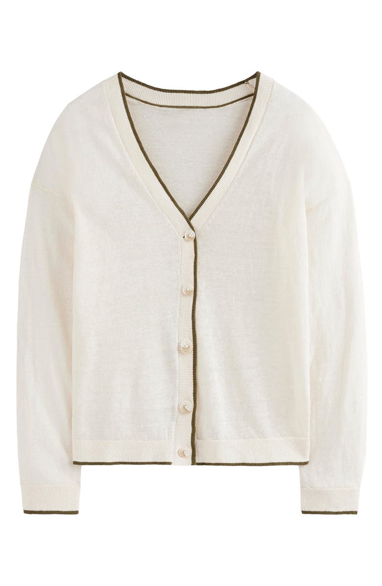 Boden Maggie Tipped Linen Cardigan, Alternate, color,