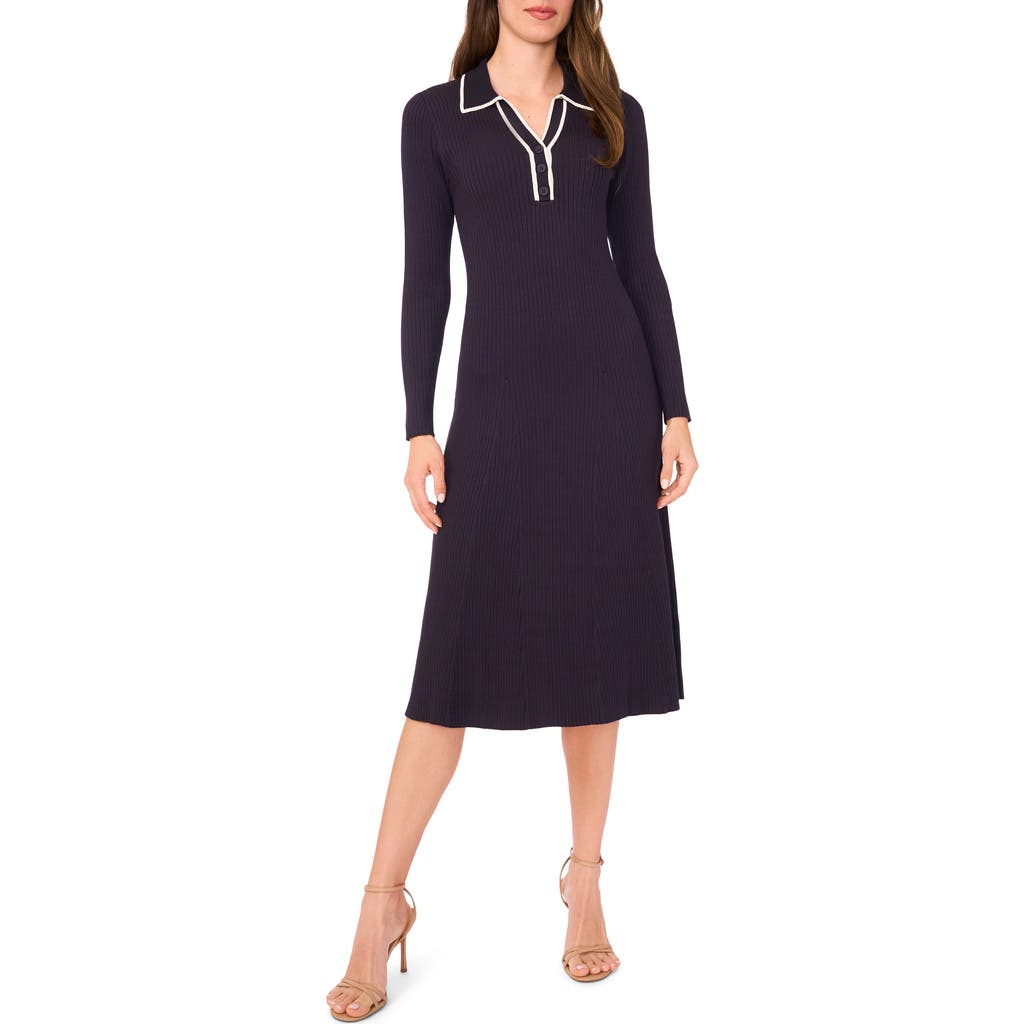 Halogen ® Contrast Trim Long Sleeve Sweater Dress In Blue
