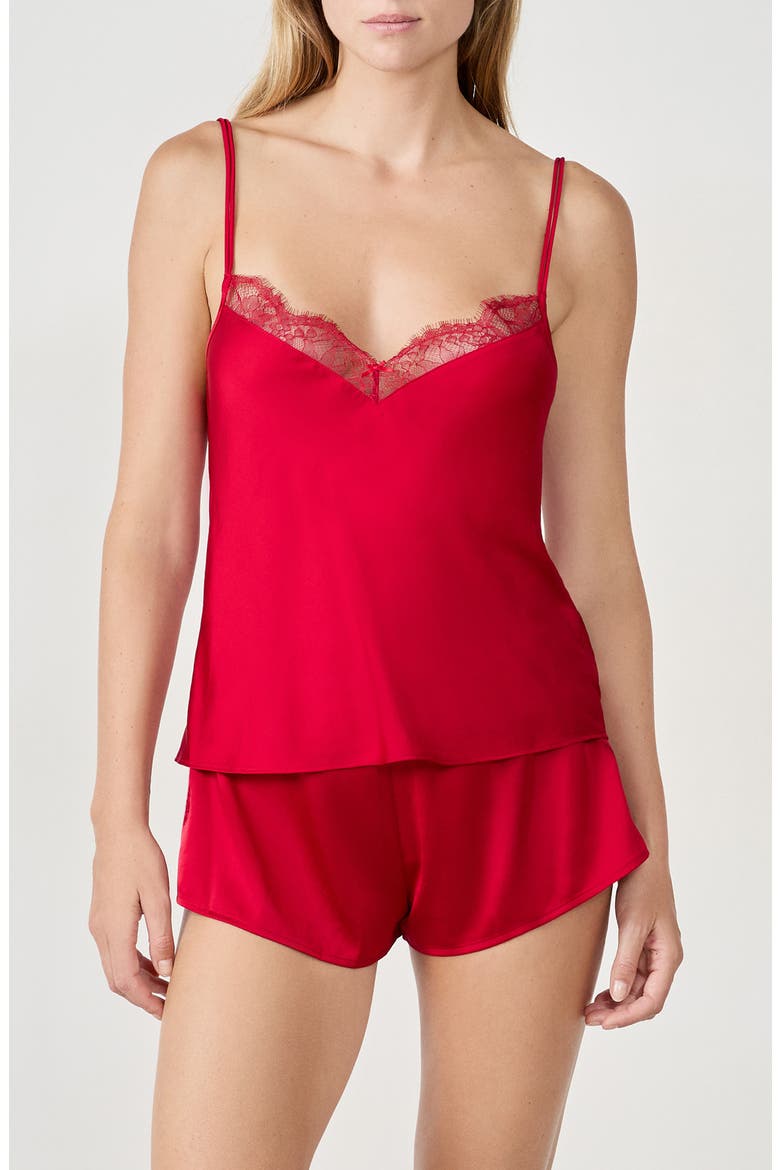 Confidence Lace Trim Camisole, Main, color, RED