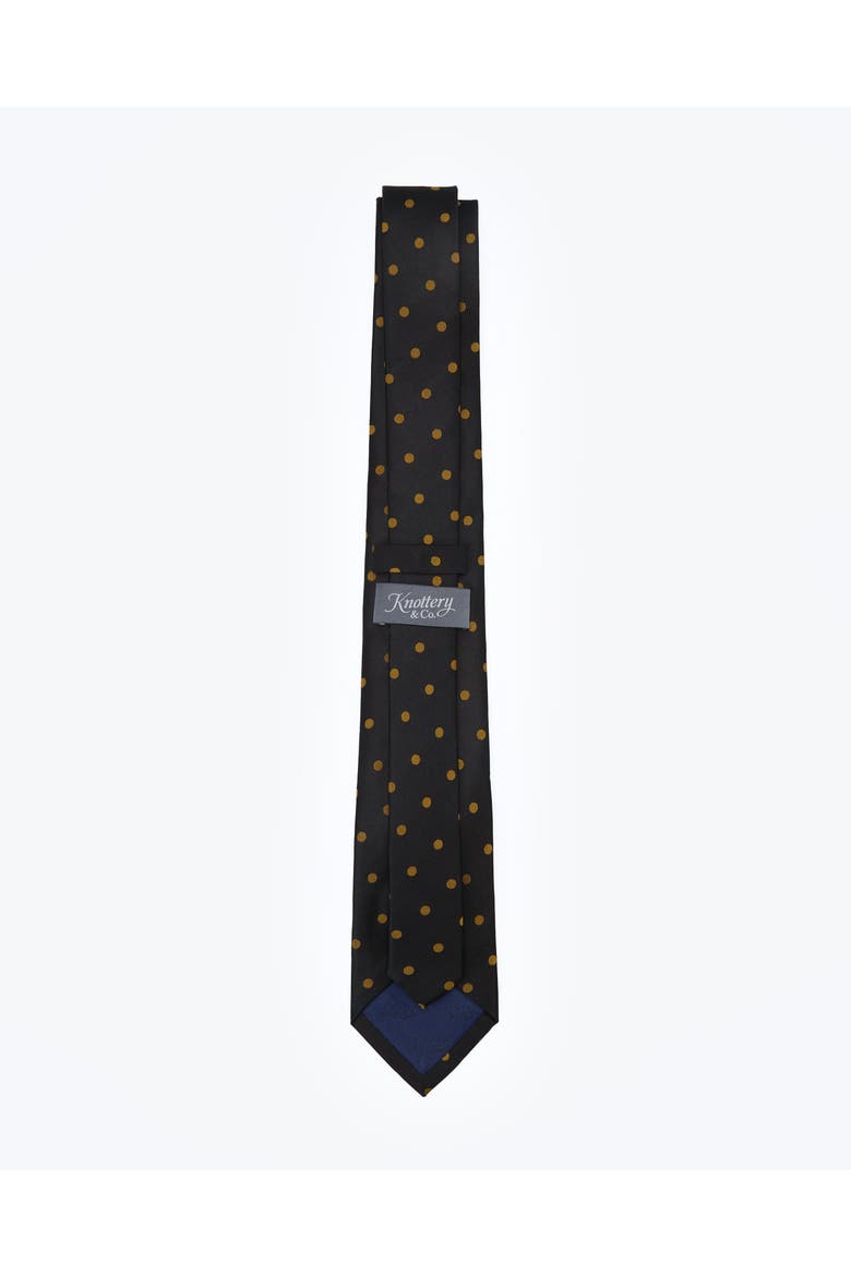 Polka Dot Silk Jacquard Tie, Alternate, color, Black & Gold