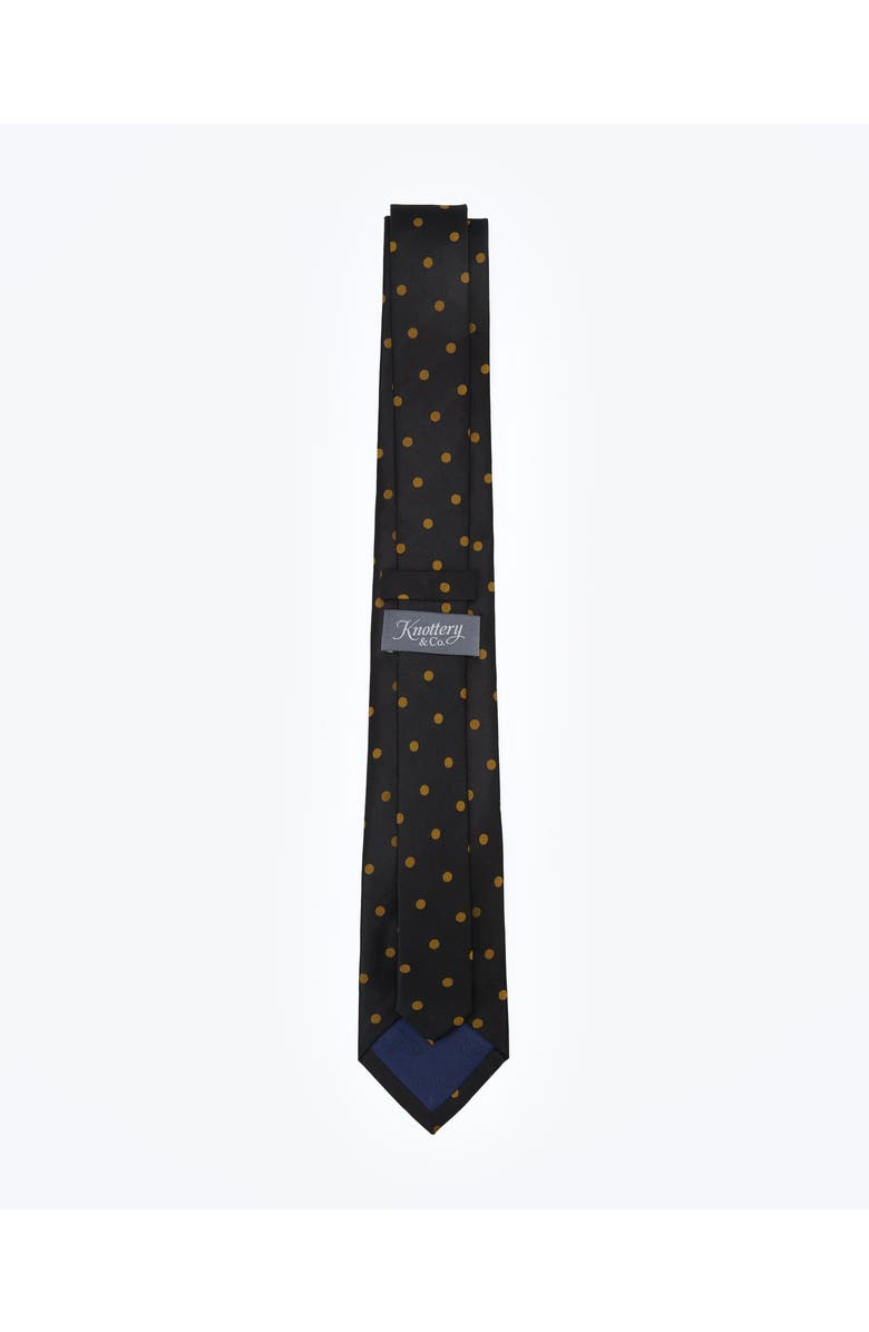 Knottery & Co Polka Dot Silk Jacquard Tie, Alternate, color, Black & Gold