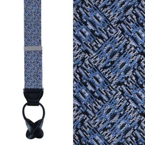 Trafalgar Benito's Blue Basket Weave Pattern Silk Novelty Button End Suspenders In Light Blue
