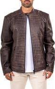Maceoo Marthyr Croc Embossed Leather Jacket