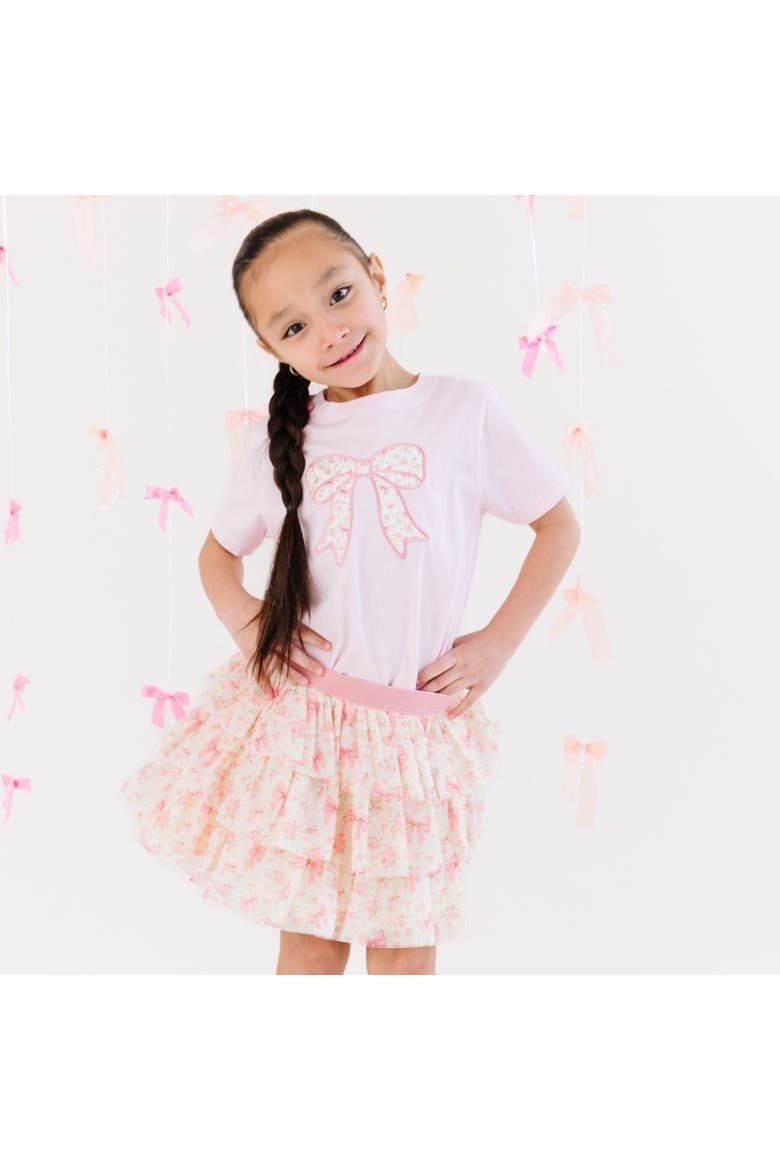Ditsy Floral Bow Patch Short Sleeve T-Shirt, Alternate, color, Pink