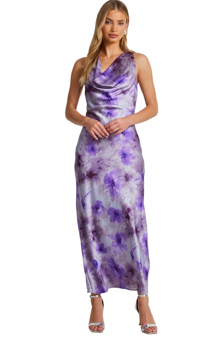 QUIZ Floral Cowl Maxi Dress, Main, color, Lilac