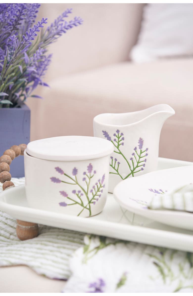 Gallerie II Lavender Floral Botanical Cottage Coffee Creamer & Sugar Containers Set 2, Alternate, color, Purple