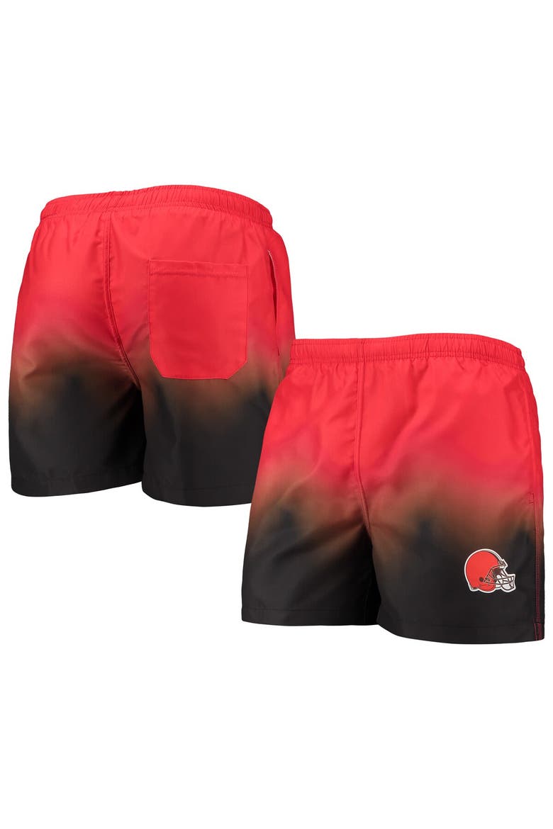 Men's FOCO Orange/Brown Cleveland Browns Dip-Dye Swim Shorts, Main, color, Orange