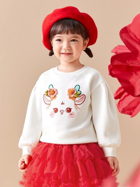 Floral Bunny Face Sweatshirt