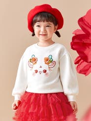 Balabala Floral Bunny Face Sweatshirt