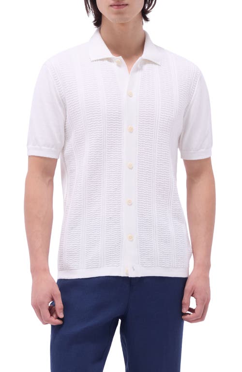 Bugatchi Chevron Short Sleeve Knit Button-up Shirt