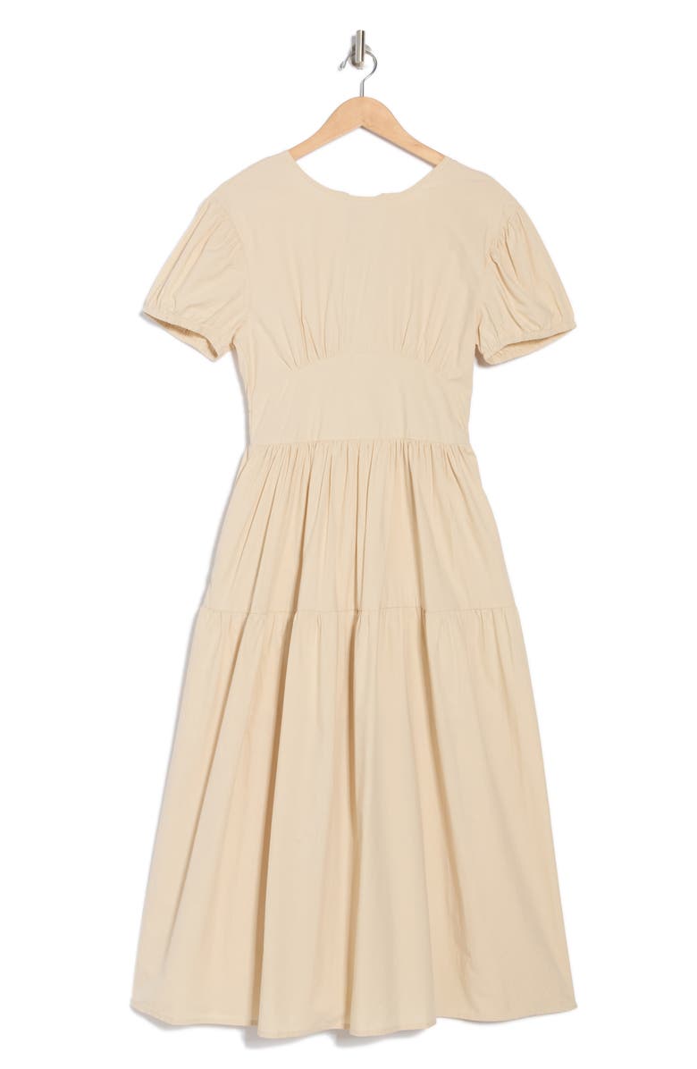 Bubble Sleeve Tiered Midi Dress