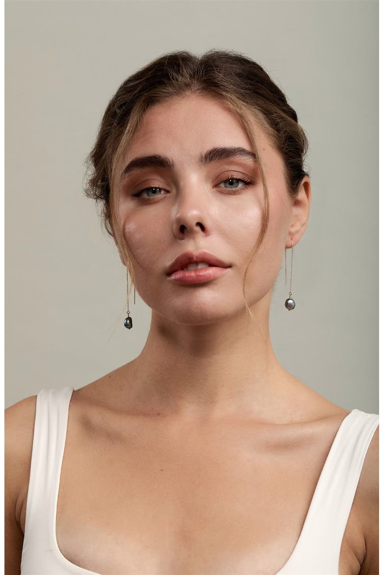 Sabina Keshi Pearl Threader Earrings, Alternate, color, GOLD / PEACOCK