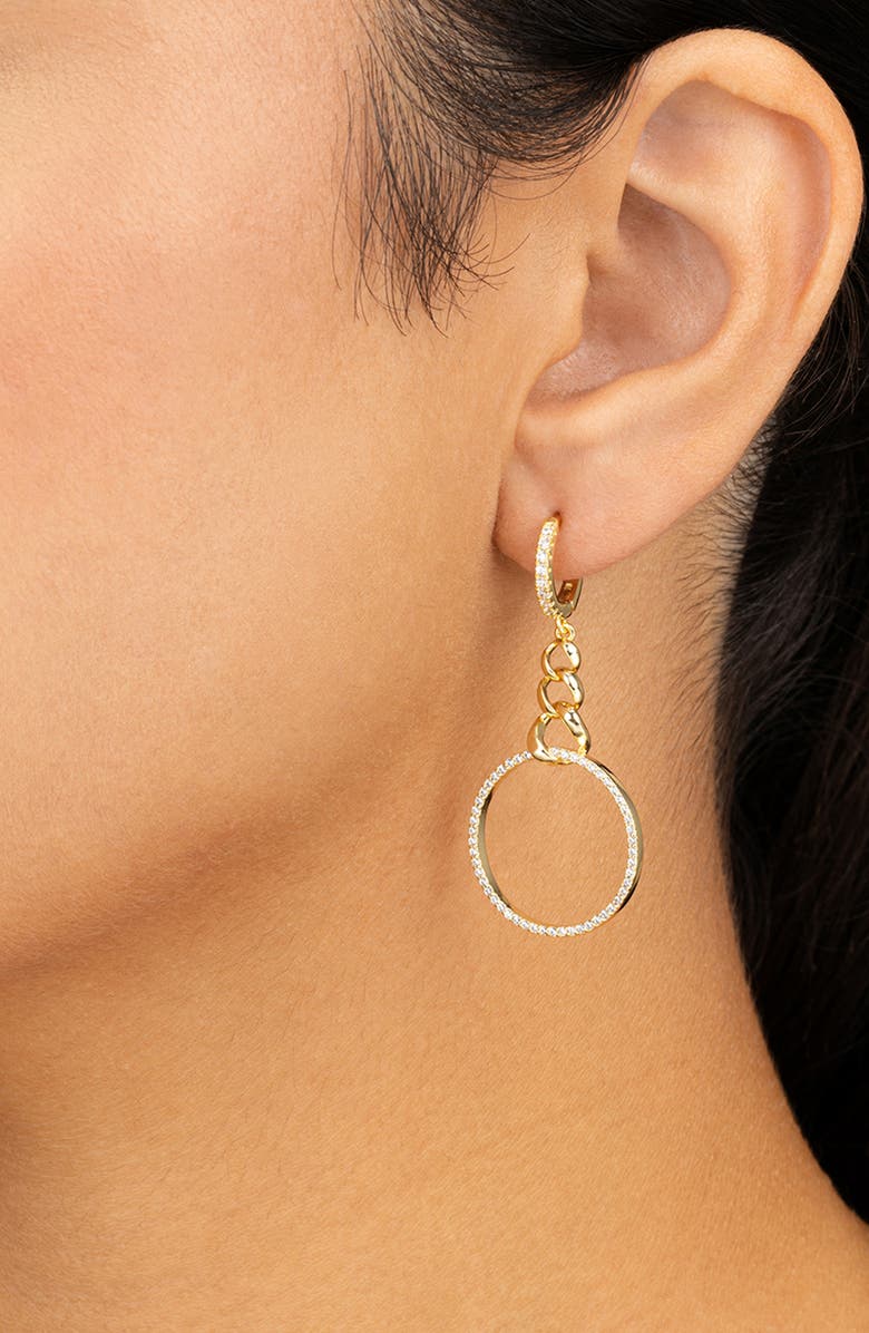 Sterling Forever Rosaline Cubic Zirconia Floating Ring Dangle Drop Earrings, Alternate, color, Gold