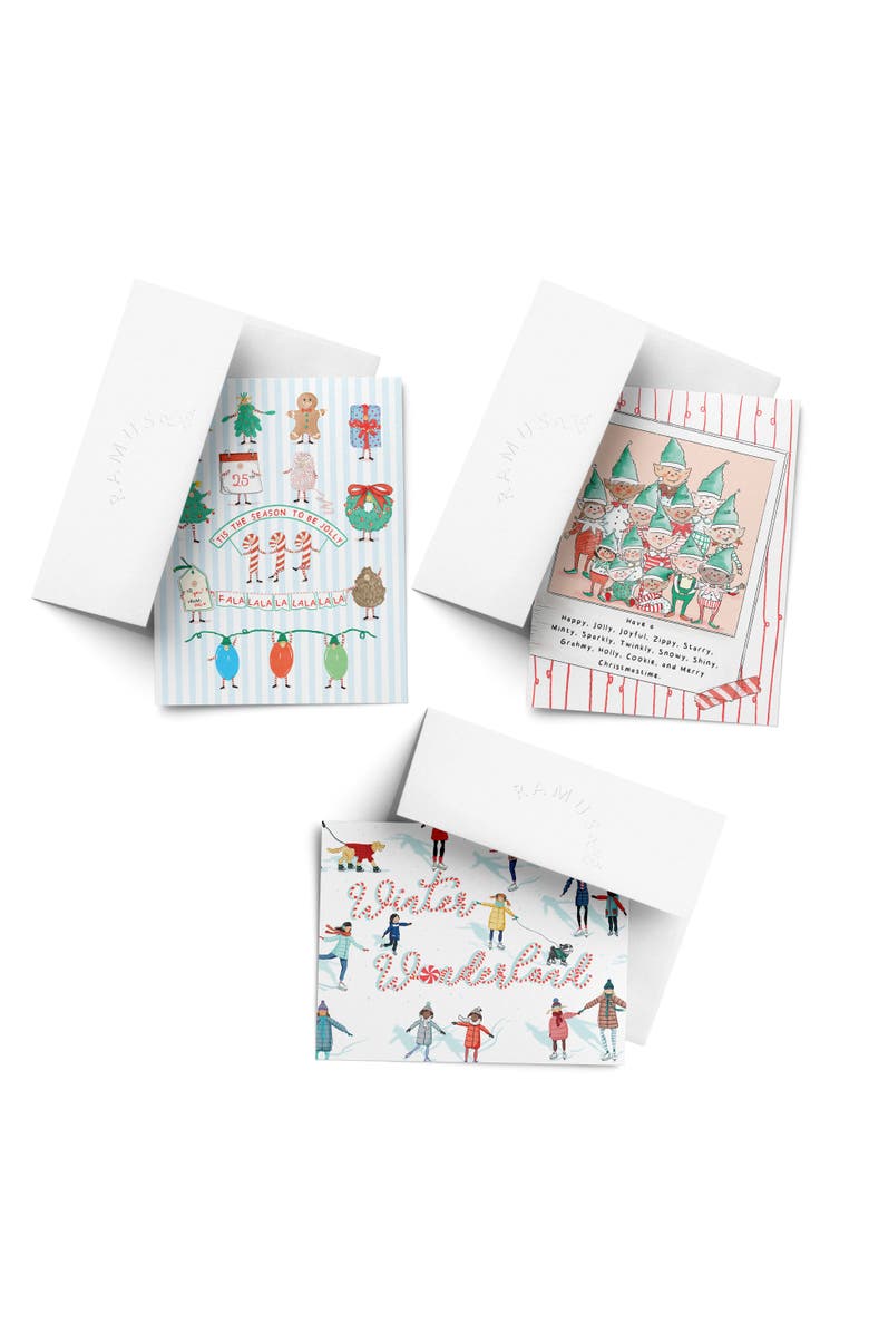 Ramus & Co Jolly People, Elf Family, Winter Wonderland Winter/Holiday/Christmas Greeting Card Pack Sets, Main, color, Multi-Pack