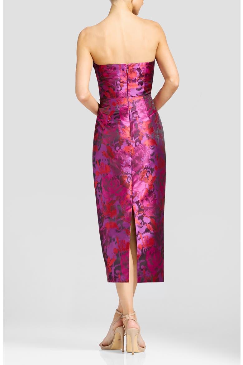 Dalia Floral Strapless Cocktail Midi Dress, Alternate, color, BRIGHT FUCHSIA MULTI