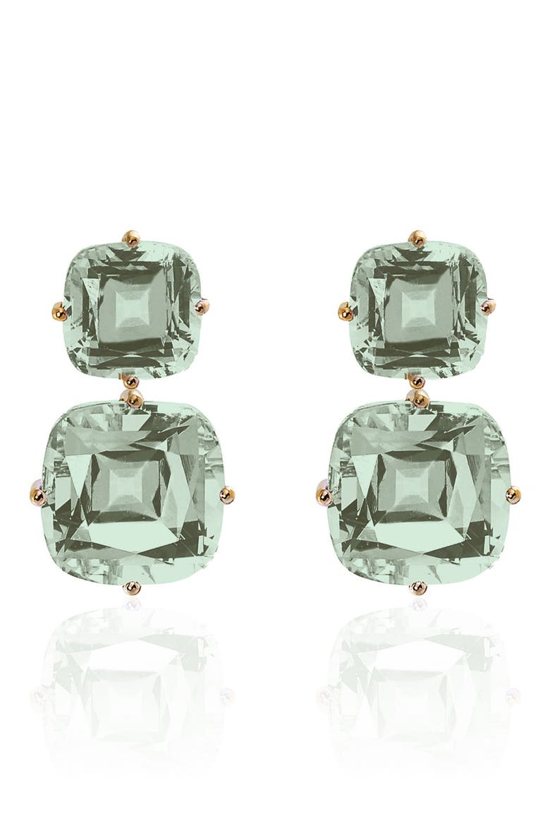 Gossip Double Drop Earrings, Main, color, TRANSLUCENT GREEN