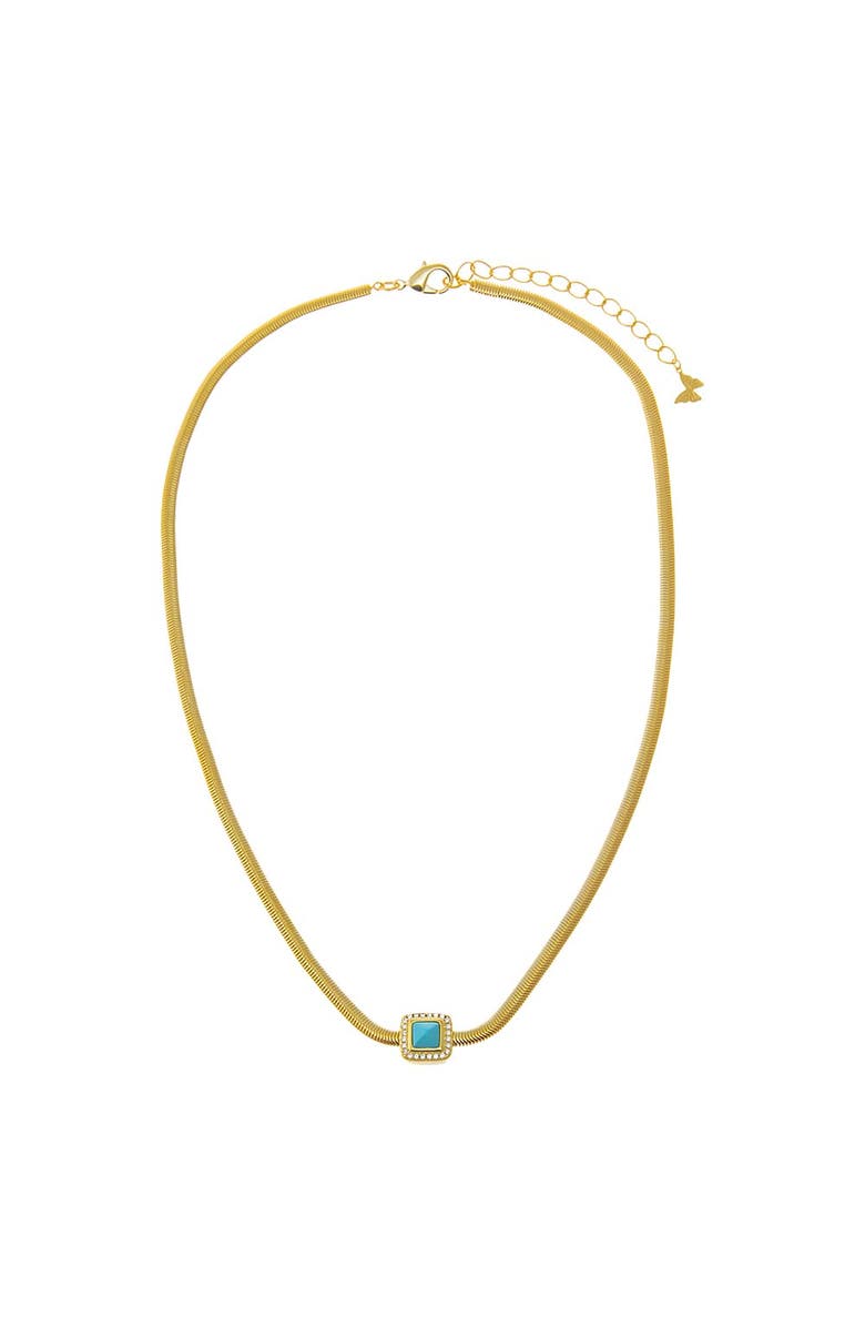 BY ADINA EDEN Turquoise Square Enclosed Snake Necklace, Alternate, color, Turquoise