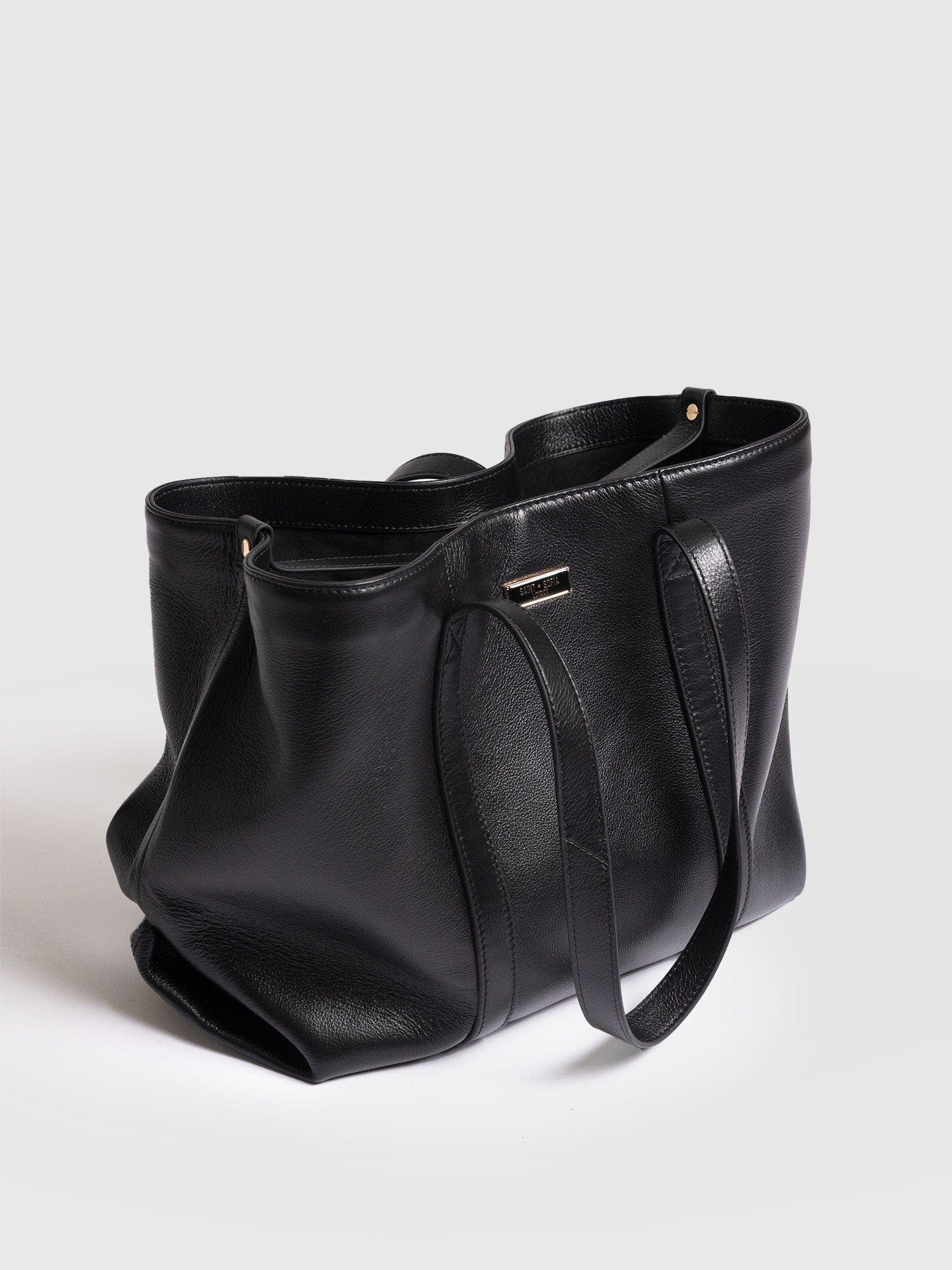 Saint + Sofia Kara Shopper Bag, Alternate, color, Black Leather