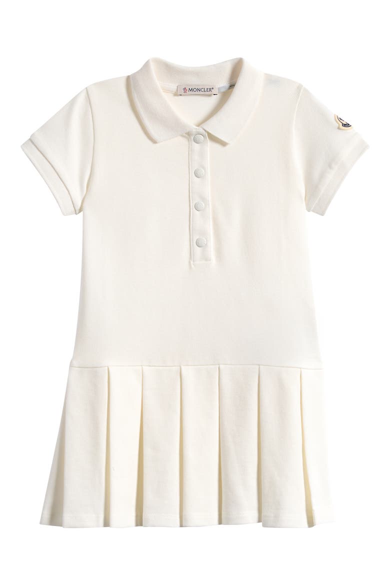 Kids' Logo Patch Piqué Polo Dress, Main, color, WHITE