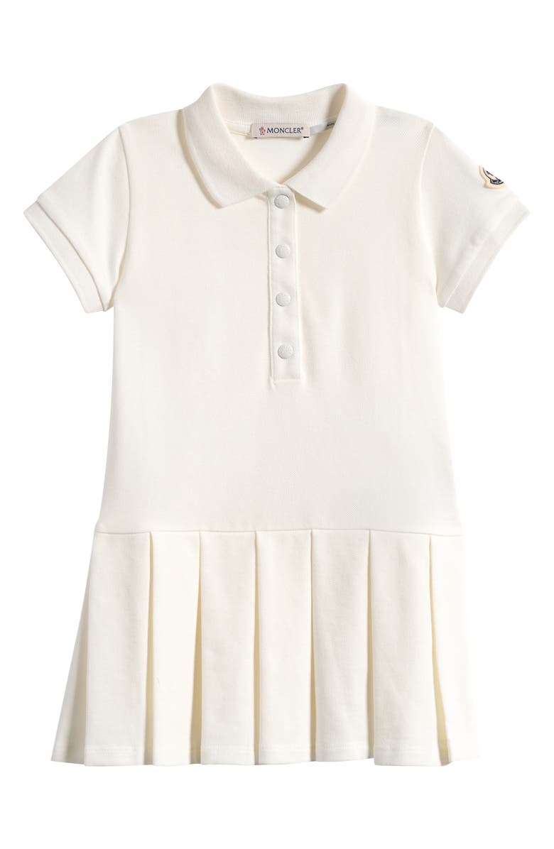 Moncler Kids' Logo Patch Piqué Polo Dress, Main, color, White
