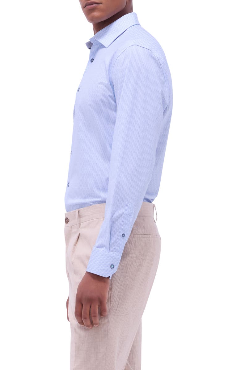 Bugatchi James OoohCotton<sup>®</sup> Honeycomb Print Button-Up Shirt, Alternate, color, Air Blue
