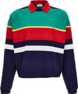 Versace Stripe Heavyweight Cotton Jersey Polo Sweatshirt