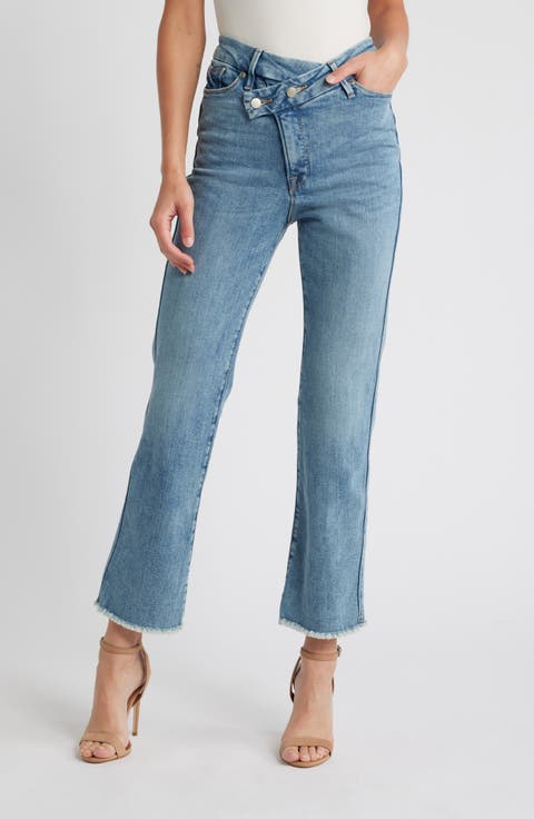 Good Curve Crossover Waist Straight Leg Jeans (Indigo 709) (Regular & Plus)