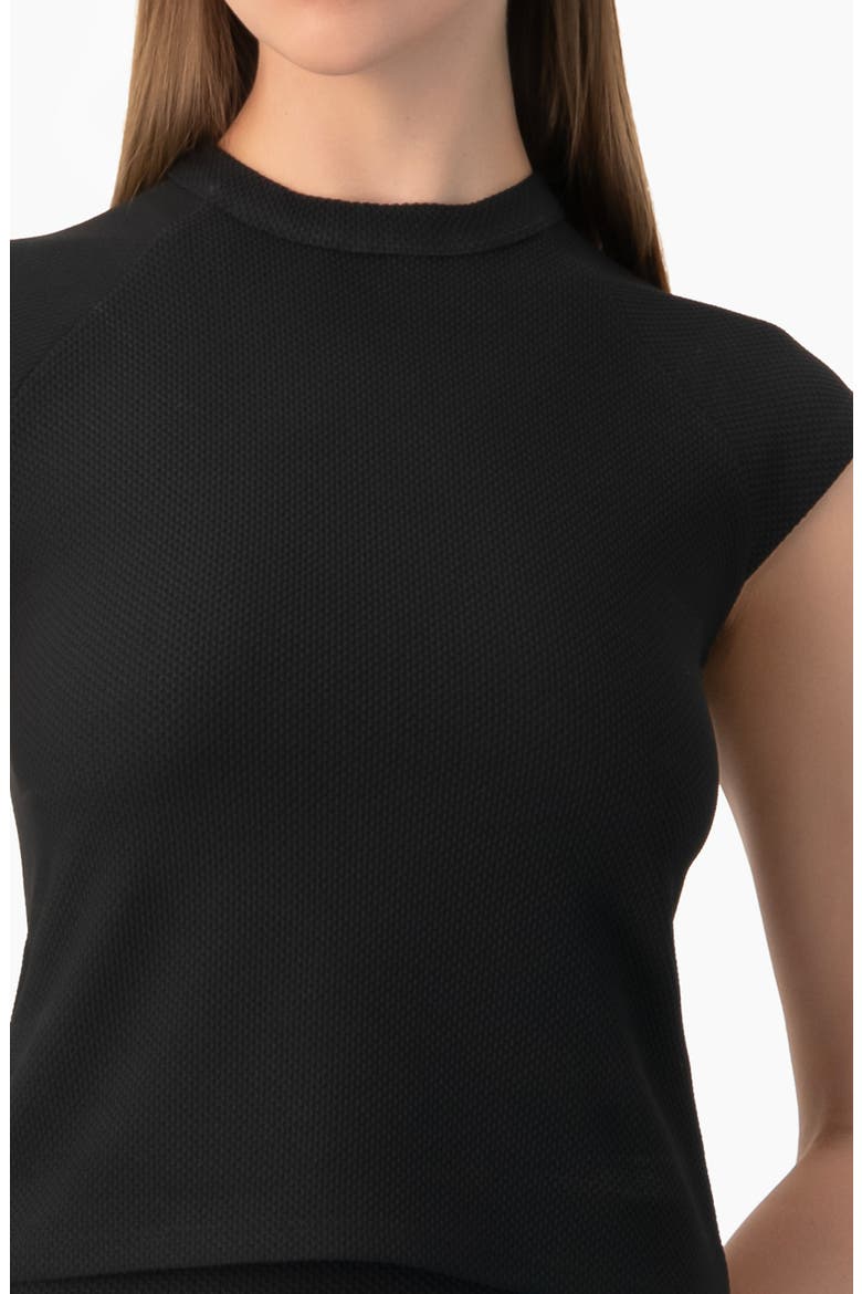 Stretch Knit Mock-Neck Sleeveless Fitted Top, Alternate, color, Black
