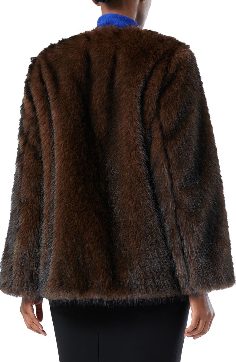Marina Rinaldi Eccesso Faux Fur Coat, Alternate, color, Chocolate